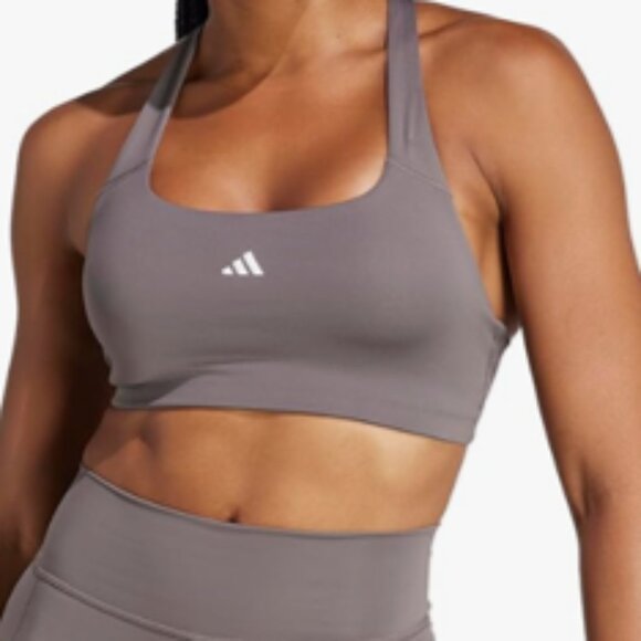 adidas Women’s Powerimpact Training Medium Support Sports Bra Charcoal Sz XS C/D - Picture 4 of 16